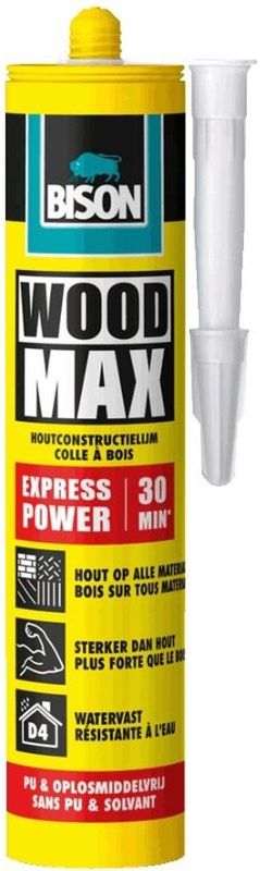 Bison - Wood Max® Express Power - Koker 380 g - Sneldrogende Houtconstructielijm - Watervast D4