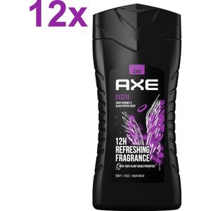 AXE - Excite - Karamel, Coconut, Hazelnoot - Douchegel - 12x 250ml - Voordeelverpakking