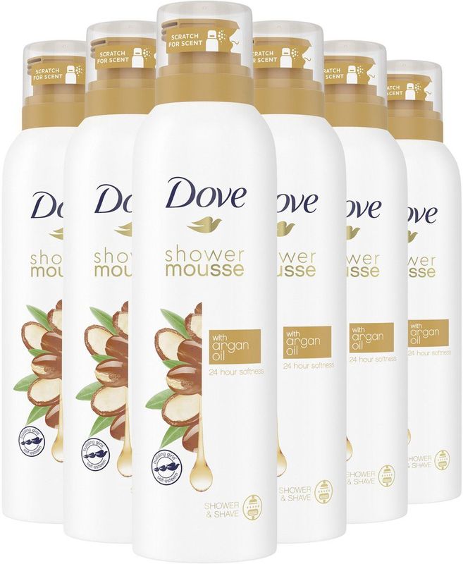 Dove Shower Mousse - Argan Oil - douchen en scheren in één - 6 x 200 ml