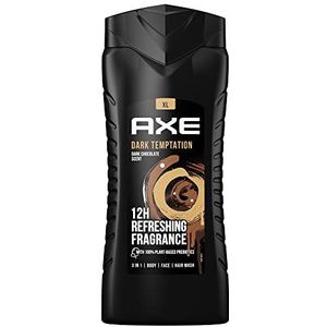 Axe 3-in-1 douchegel & shampoo Dark Temptation XL voor langdurige frisheid en geur na de douche dermatologisch getest, 400 ml, 3 stuks