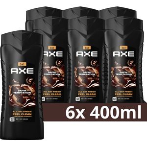 Axe 3-in-1 Douchegel - Dark Temptation XL - verzorging met de geur van donkere chocolade - 6 x 400 ml
