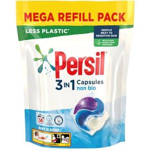 Persil 3 in 1 Non Bio Laundry Wash Capsules verwijdert vlekken eerste keer voor het wassen dat zacht is naast de gevoelige huid 1.350 kg (50 wasbeurten)
