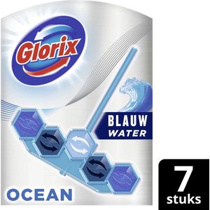 Glorix toiletblok Power 5 Blauw Water Ocean 53 gram (7 stuks)