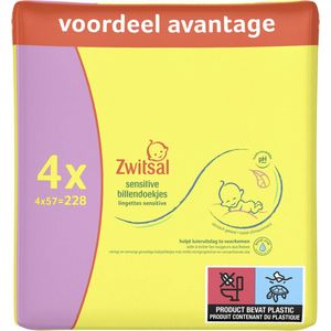 Zwitsal - Sensitive Billendoekjes - 57 doekjes per pak - 4 pakken