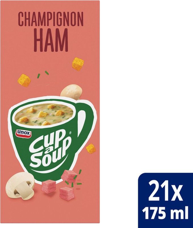 Cup-a-soup unox champignon ham 175ml | Doos a 21 zak | 4 stuks