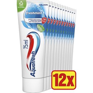 Aquafresh - Freshmint - 3in1 Tandpasta - Voordeelverpakking 12 x 75ml - Recyclebare Tube