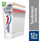 Aquafresh Tandsteen Controle tandpasta voor gezonde tanden voordeelverpakking 12x75ml, recyclebare plastic tube en dop