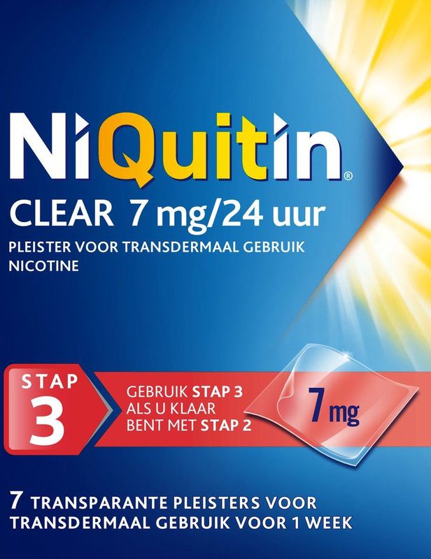 NiQuitin Clear Pleisters 7 mg - Stap 3 - Stoppen met roken - 7 stuks