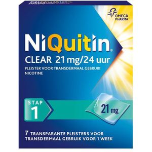 NiQuitin Clear Pleisters 21 mg - Stap 1 - Stoppen met roken - 7 stuks