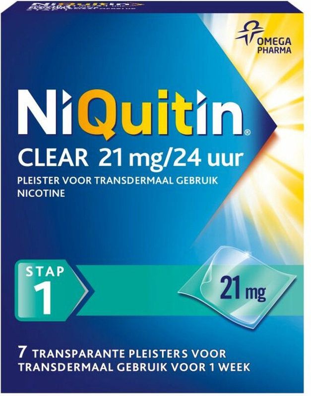 NiQuitin - Clear Pleisters - 21 mg - Stap 1 - 7 Stuks
