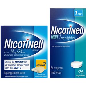 Nicotinell - Combinatie Therapie - Pleister 14 mg + Zuigtablet Mint 1 mg - 7 st + 96 st
