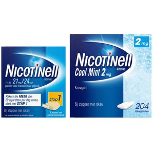Nicotinell - Combinatie Therapie - Pleister 21 mg 7 st + Kauwgom Cool Mint 2 mg 204 st