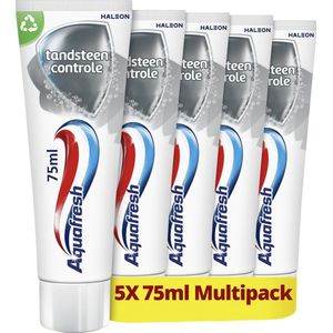 Aquafresh Tandsteen Controle Tandpasta voor gezonde tanden voordeelverpakking 5x75ml, recyclebare plastic tube en dop