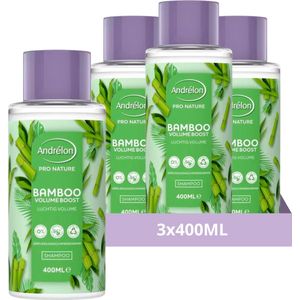 Andrélon Pro Nature Bamboo Volume Boost Shampoo 400 ml - 3 Stuks - Voordeelverpakking