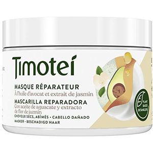 Timotei Reparatiemasker voor beschadigd haar met avocado-olie en jasmijnbloesem-extract; met plantaardige ontwarringsmiddelen, 98% natuurlijke ingrediënten en zonder siliconen, 300 ml