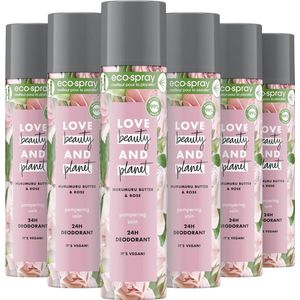 Love Beauty and Planet Muru Muru Butter & Rose Deodorant - 6 x 75 ml - Voordeelverpakking
