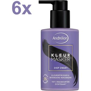 Andrélon - Kleurmasker - Diep Zwart - 6x 200ml - Intensieve Voeding & Glans