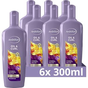Andrelon Shampoo - Oil & Curl - verrijkt met buriti-olie en murumuru boter - 6 x 300 ml