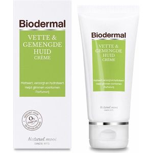 Biodermal Dagcreme Vette & Gemengde Huid - 50ml  - Helpt glimmen voorkomen