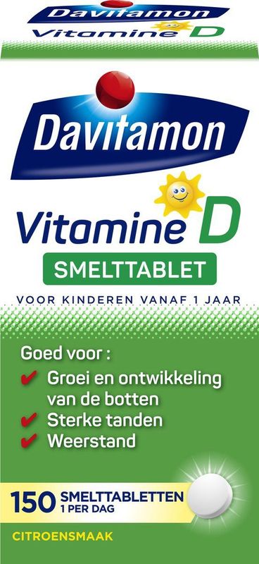 Davitamon Vitamine D Kinderen - Groei en Ontwikkeling - Voedingssupplement - Smelttablet 150 stuks