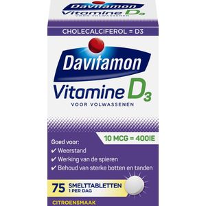 Davitamon Vitamine D Volwassen - vitamine D3 volwassenen - Smelttablet 75 stuks