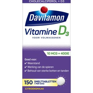 Davitamon Vitamine D Volwassen - vitamine D3 volwassenen - Smelttablet 150 stuks