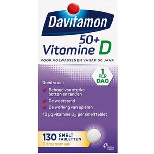 Davitamon Vitamine D 50+ Smelttabletten - vitamine d volwassenen - 130 stuks - Voedingssupplement