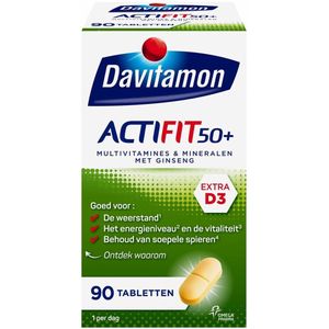 Davitamon Actifit 50+ met Ginseng - Multivitamine voor 50 plussers  - 90 Tabletten - Voedingssupplement