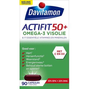 Davitamon Actifit 50+ Omega3 visolie - Multivitamine voor 50 plussers  - 90 capsules - Voedingssupplement