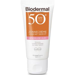 Biodermal Gevoelige Huid SPF50+ Zonnecrème voor je Gezicht - 1+1 Gratis