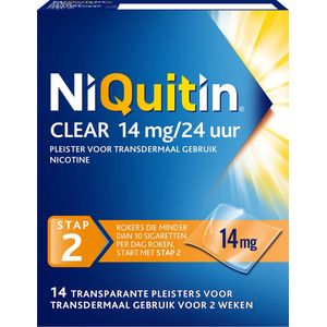 NiQuitin Clear Pleisters 14mg - Stap 2 - Stoppen met roken - 14 stuks