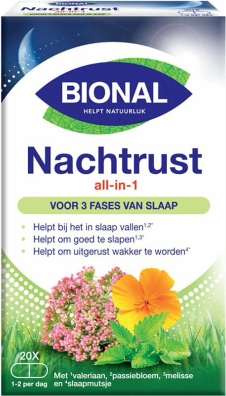Bional Nachtrust all-in-1 - Supplement - Natuurlijk voedingssupplement - 20 capsules - Helpt in te slapen
