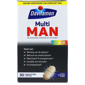 Davitamon Multi Man - met extra selenium en zink - multivitaminen man - 30 tabletten