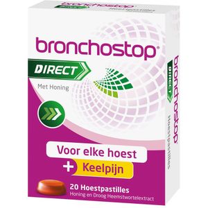Bronchostop Direct - Hoestpastilles - Met honing  – 20 stuks