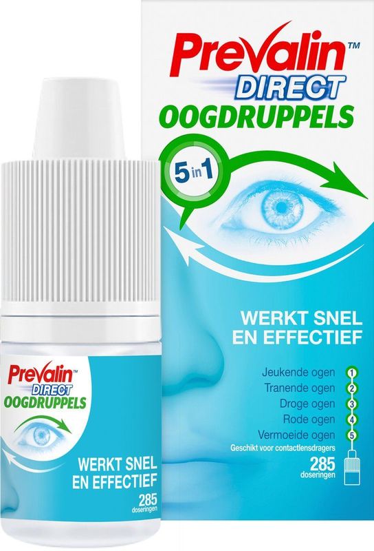 Prevalin Direct Oogdruppels- Prevalin Direct oogdruppels werken snel en effectief bij 5 veel voorkomende oogsymptomen