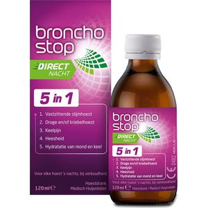 Bronchostop Direct Nacht - Hoestdrank voor directe verlichting van elke hoest - voor de nacht - 120 ml