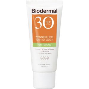 Biodermal SPF30 Matterende Zonnefluïde voor je Gezicht - Zonbescherming voor het gezicht