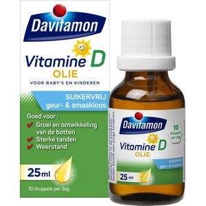Davitamon vitamine D olie baby en kind - bevat vitamine D3 – vitamine D druppels suikervrij - 25ml