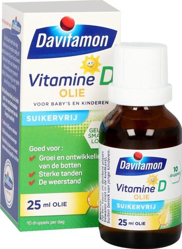Davitamon vitamine D olie baby en kind - bevat vitamine D3 – vitamine D druppels suikervrij - 25ml