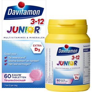 Davitamon Junior 3+ Kauwvitamines Framboos 60 kauwtabletten