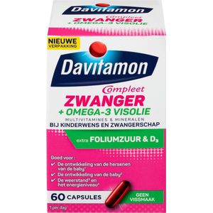 Davitamon Compleet Zwanger Multivitamine Omega 3 Visolie bij zwangerschap en kinderwens - 60 stuks