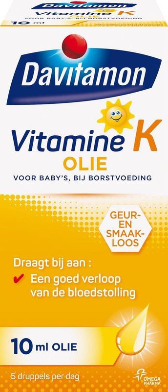 Davitamon Vitamine K Olie - vitamine K baby - speciaal ontwikkeld voor baby’s die nog borstvoeding krijgen - 10 ml
