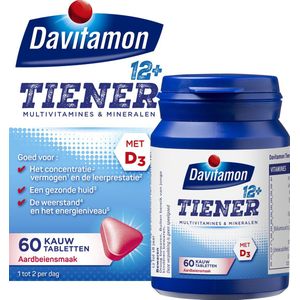 Davitamon Multi Boost 12+ Kauwvitamines - multivitaminen kinderen – aardbei smaak - 60 kauwtabletten