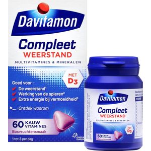 Davitamon Compleet Weerstand Kauwvitamines - Multivitamine - bosvruchten - 60 tabletten