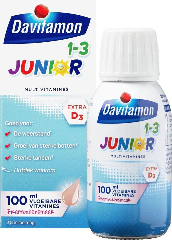 Davitamon - Junior 1+ - Vloeibare Vitamines - Framboos - 100 ml
