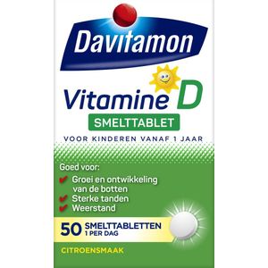 Davitamon Vitamine D Kinderen - Groei en Ontwikkeling - Voedingssupplement - Smelttablet 50 stuks