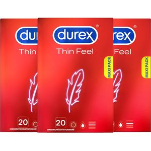 3x Durex Condooms Thin Feel 20 stuks