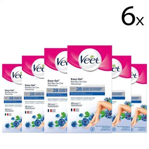Veet Ontharingsstrips  - Benen & Lichaam - Gevoelige Huid - Easy-Gelwax - 20 stuks x6