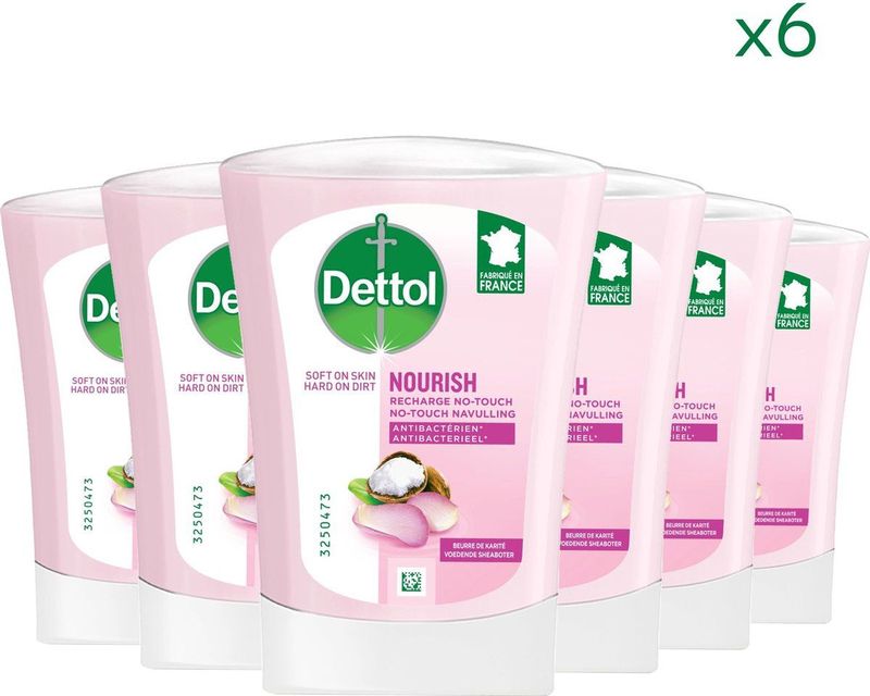 Dettol No-Touch Navulling Handzeep Rozenwater & Sheaboter (Skincare) 250ml - 6 stuks - Voordeelverpakking
