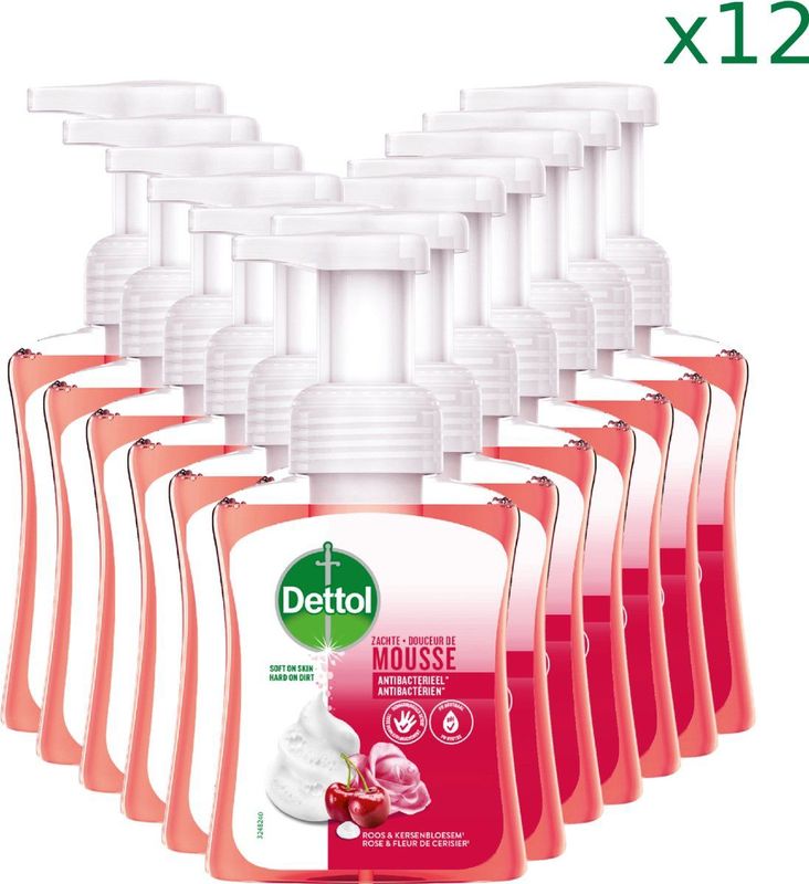 Dettol Handzeep Zachte Mousse - Roos & Kersenbloesem - 250ml x12